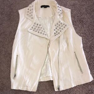 White Studded Pleather Vest